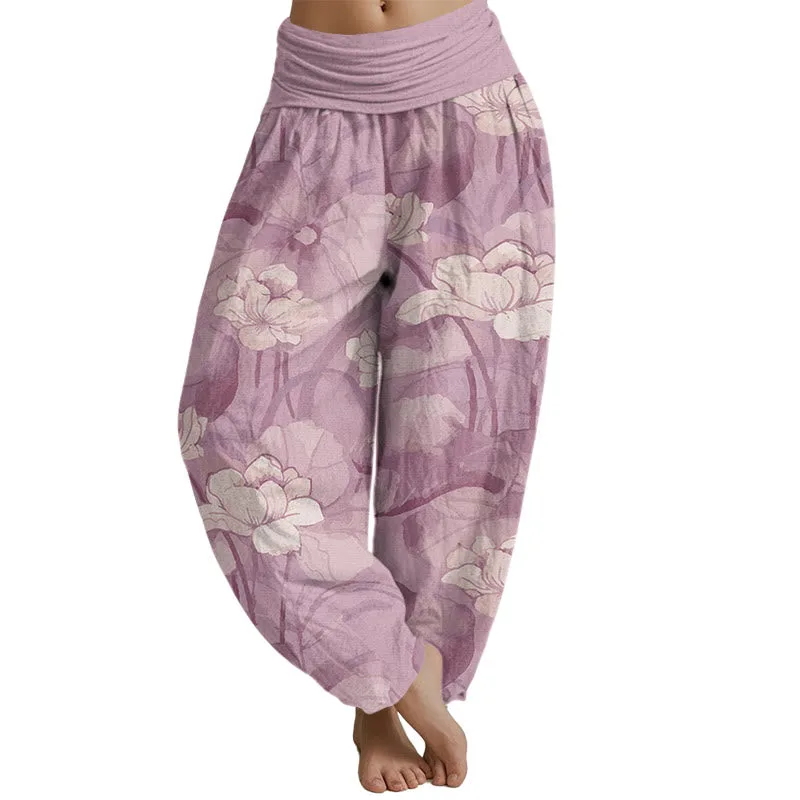 Mythstone Lotus Design Women's Elastic Waist Harem Pants - Image 5