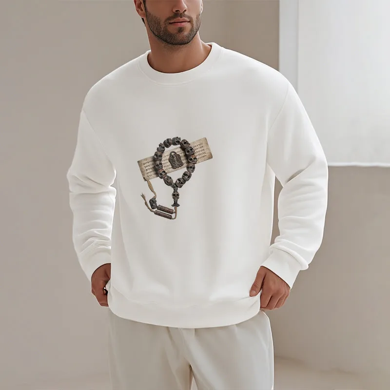 Mythstone Tibetan The Lord Of The Corpse Forest Beads Pattern Fleece Lined Sweatshirt - Image 3