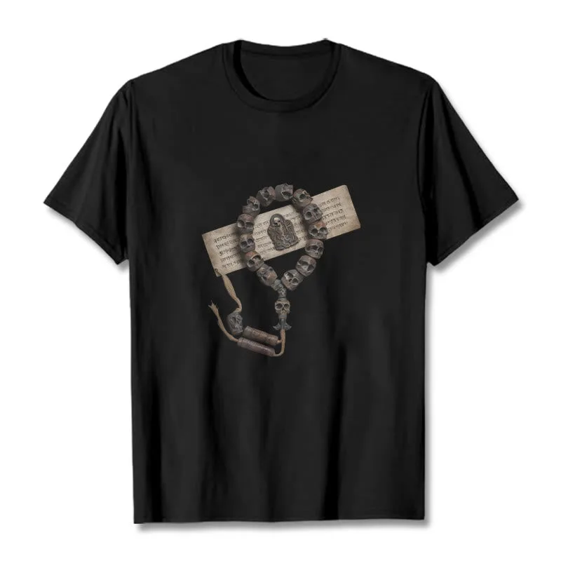 Mythstone Tibetan The Lord Of The Corpse Forest Beads Pattern Tee T-shirt - Image 9
