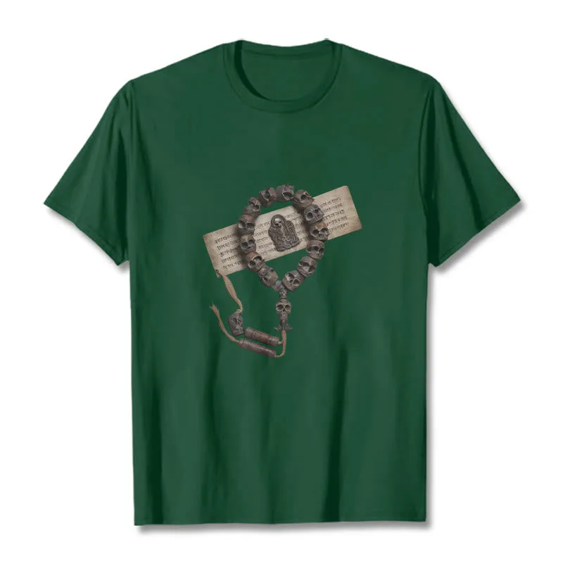 Mythstone Tibetan The Lord Of The Corpse Forest Beads Pattern Tee T-shirt - Image 7