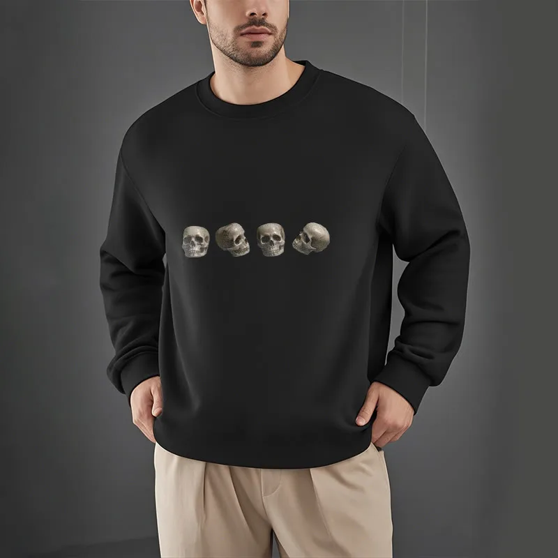 Mythstone Tibetan The Lord Of The Corpse Forest Skulls Pattern Fleece Lined Sweatshirt - Image 2
