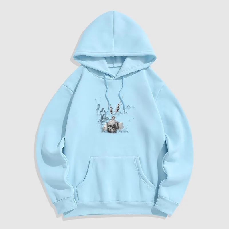 Mythstone Tibetan The Lord Of The Corpse Forest Skulls Pendant Clouds Design Fleece Lined Hoodie - Image 31