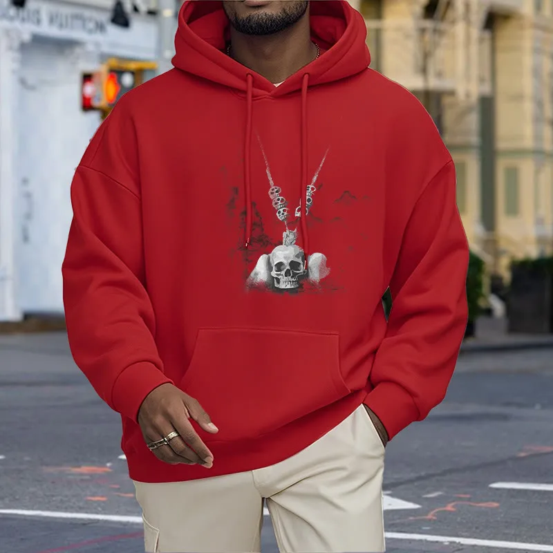 Mythstone Tibetan The Lord Of The Corpse Forest Skulls Pendant Clouds Design Fleece Lined Hoodie - Image 21