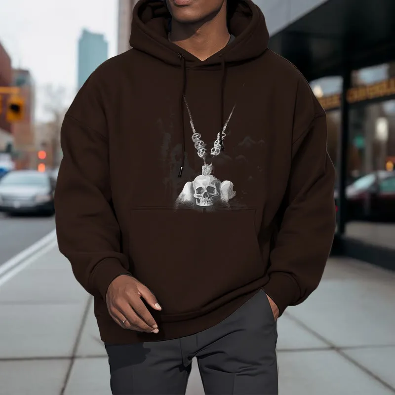 Mythstone Tibetan The Lord Of The Corpse Forest Skulls Pendant Clouds Design Fleece Lined Hoodie - Image 28