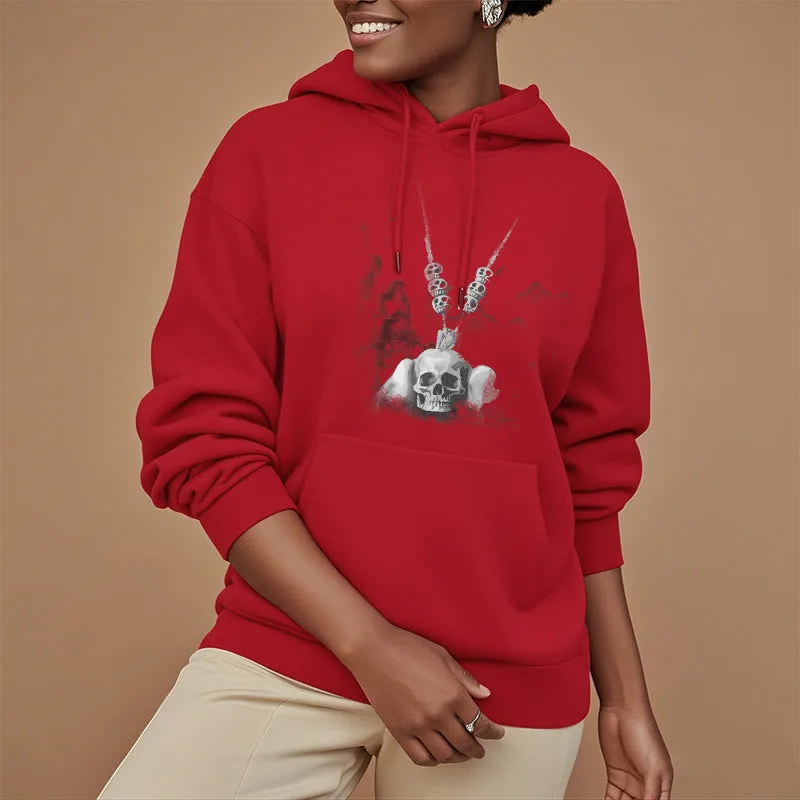 Mythstone Tibetan The Lord Of The Corpse Forest Skulls Pendant Clouds Design Fleece Lined Hoodie - Image 22