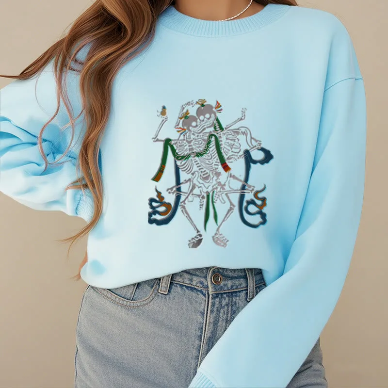 Mythstone Tibetan The Lord Of The Corpse Forest Design Fleece Lined Sweatshirt - Image 25