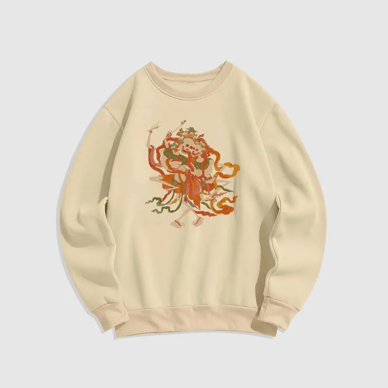 Mythstone Tibetan Colorful The Lord Of The Corpse Forest Pattern Fleece Lined Sweatshirt - Image 28