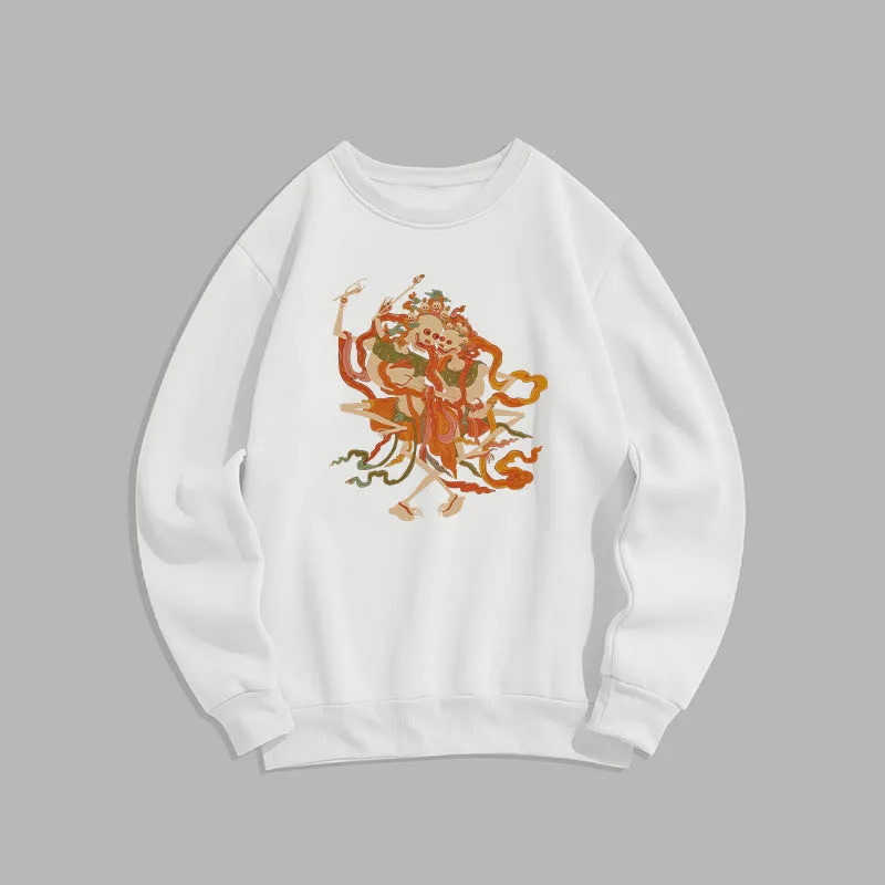 Mythstone Tibetan Colorful The Lord Of The Corpse Forest Pattern Fleece Lined Sweatshirt - Image 12