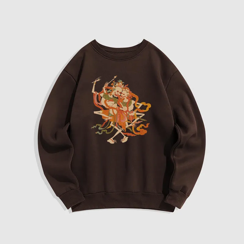 Mythstone Tibetan Colorful The Lord Of The Corpse Forest Pattern Fleece Lined Sweatshirt - Image 20