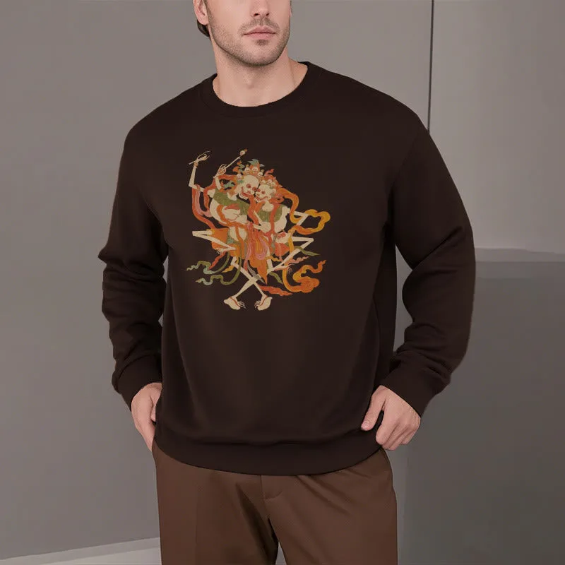 Mythstone Tibetan Colorful The Lord Of The Corpse Forest Pattern Fleece Lined Sweatshirt - Image 21