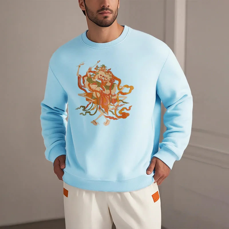 Mythstone Tibetan Colorful The Lord Of The Corpse Forest Pattern Fleece Lined Sweatshirt - Image 26