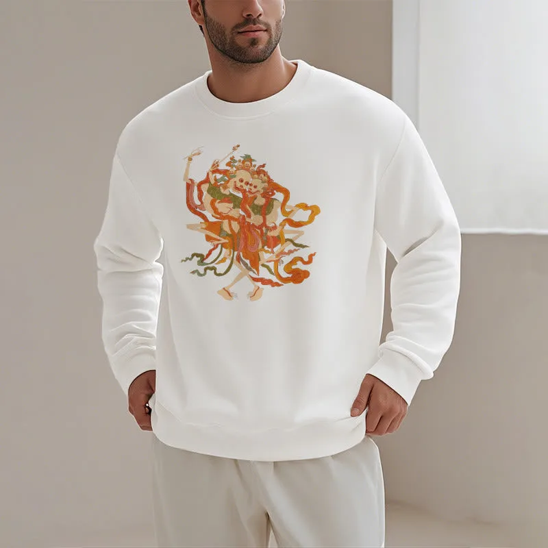 Mythstone Tibetan Colorful The Lord Of The Corpse Forest Pattern Fleece Lined Sweatshirt - Image 14