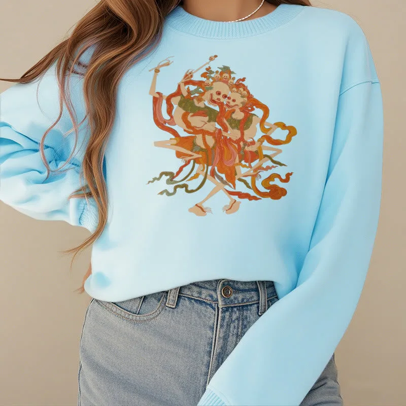 Mythstone Tibetan Colorful The Lord Of The Corpse Forest Pattern Fleece Lined Sweatshirt - Image 25