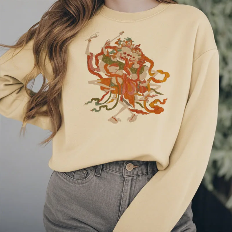 Mythstone Tibetan Colorful The Lord Of The Corpse Forest Pattern Fleece Lined Sweatshirt - Image 29