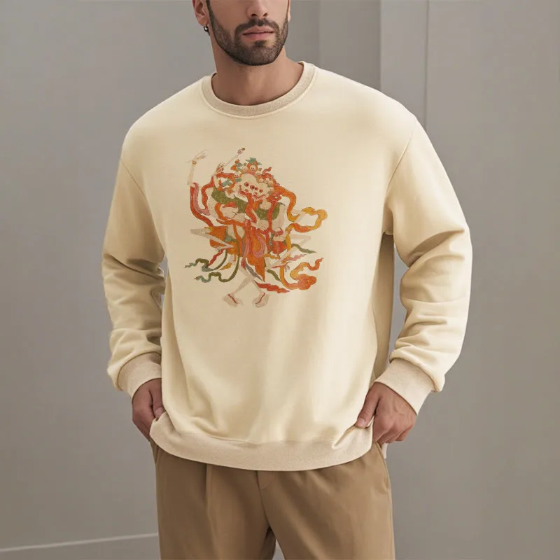 Mythstone Tibetan Colorful The Lord Of The Corpse Forest Pattern Fleece Lined Sweatshirt - Image 31