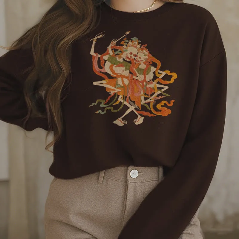 Mythstone Tibetan Colorful The Lord Of The Corpse Forest Pattern Fleece Lined Sweatshirt - Image 22