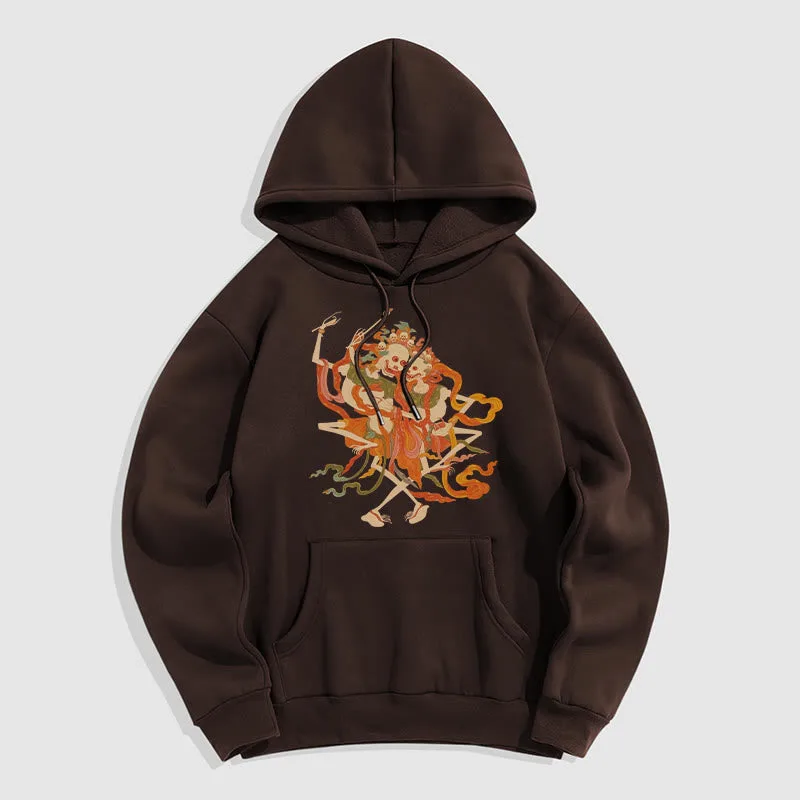 Mythstone Tibetan Colorful The Lord Of The Corpse Forest Pattern Fleece Lined Hoodie - Image 27