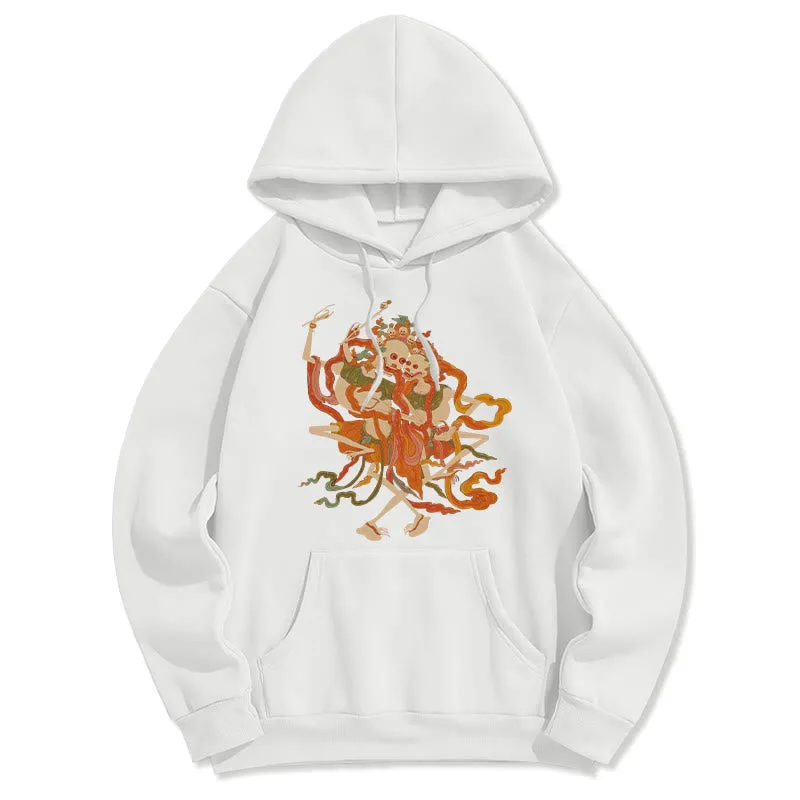 Mythstone Tibetan Colorful The Lord Of The Corpse Forest Pattern Fleece Lined Hoodie - Image 16