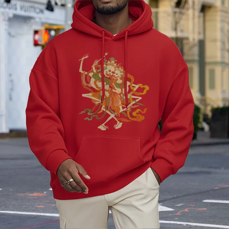 Mythstone Tibetan Colorful The Lord Of The Corpse Forest Pattern Fleece Lined Hoodie - Image 26