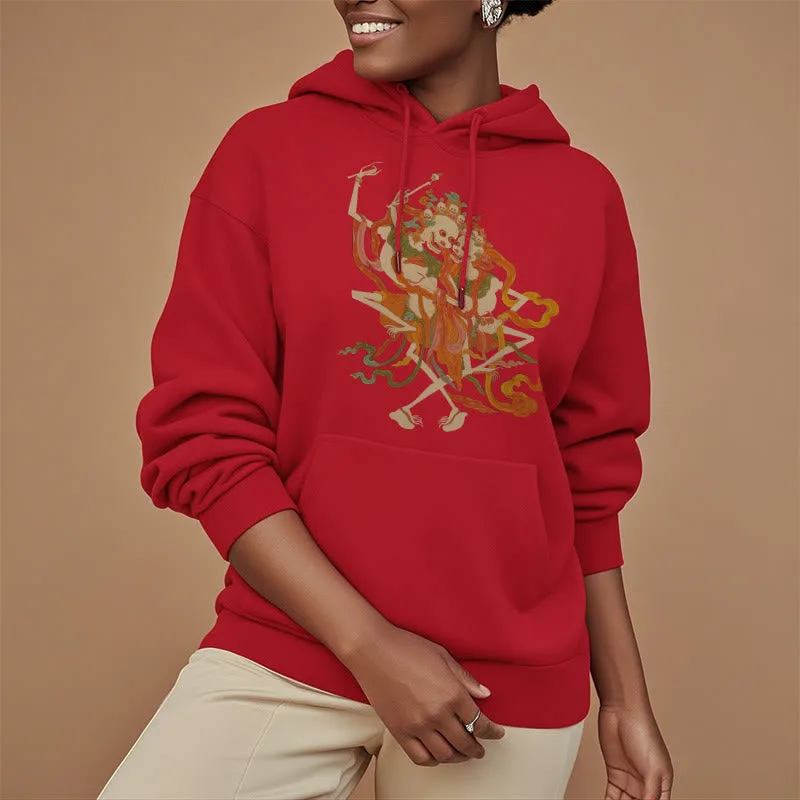 Mythstone Tibetan Colorful The Lord Of The Corpse Forest Pattern Fleece Lined Hoodie - Image 25