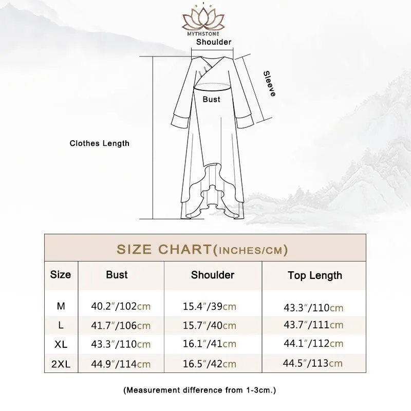 Mythstone V-Neck Midi Tunic Dress Wide Leg Pants Meditation Zen Practice Dance Clothing - Image 6