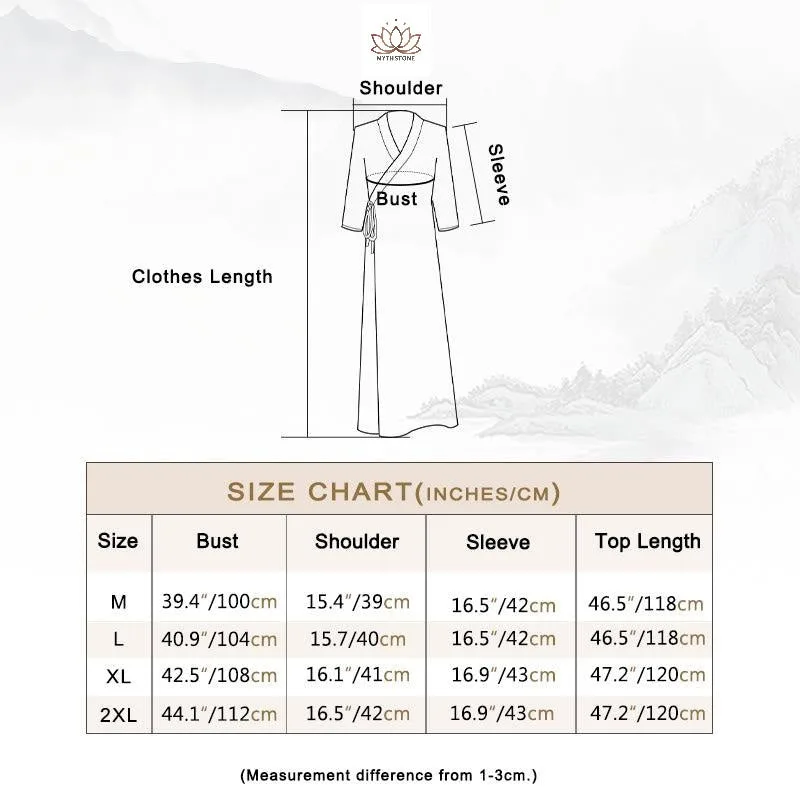 Mythstone Hanfu Style Midi Dress Wide Leg Pants Meditation Zen Practice Yoga Dance Clothing - Image 13