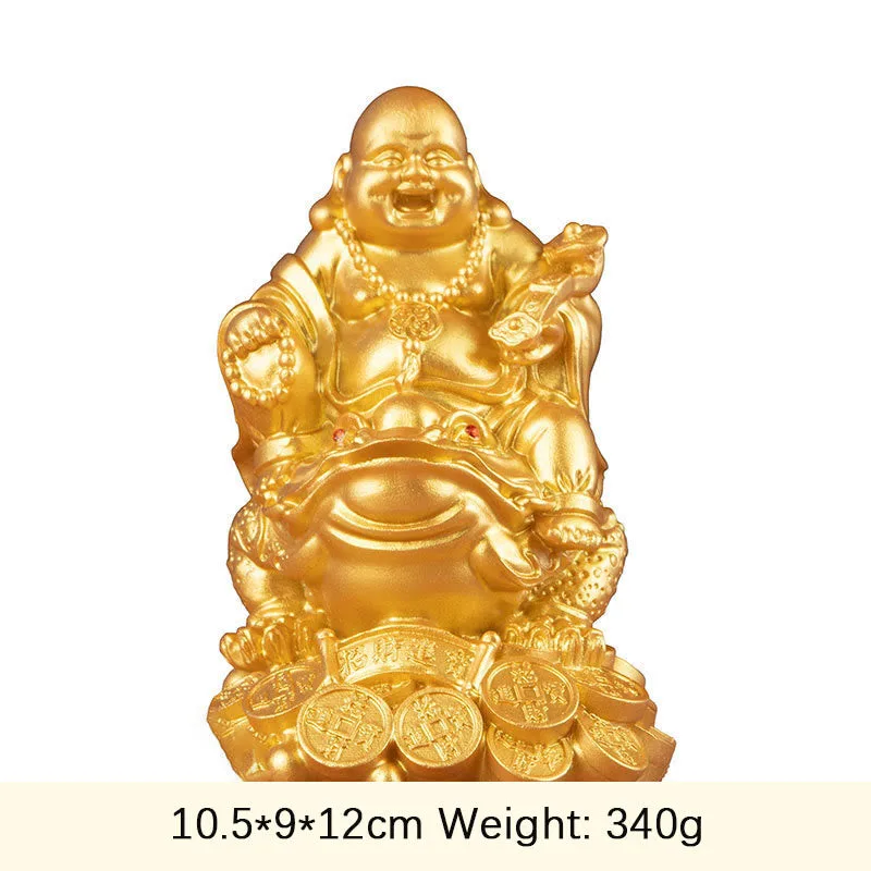 Mythstone Laughing Buddha Feng Shui Frog Toad Copper Coins Attract Wealth Resin Statue Home Decoration - Image 4