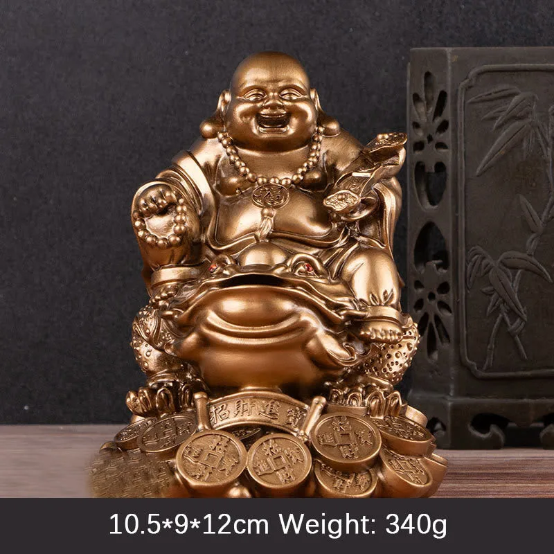Mythstone Laughing Buddha Feng Shui Frog Toad Copper Coins Attract Wealth Resin Statue Home Decoration - Image 14