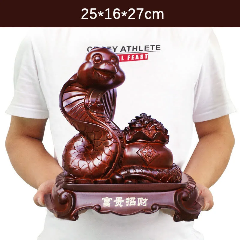 Mythstone Year Of The Snake Fu Character Treasure Bowl Ingots Gather Wealth Resin Home Statue Decoration - Image 12