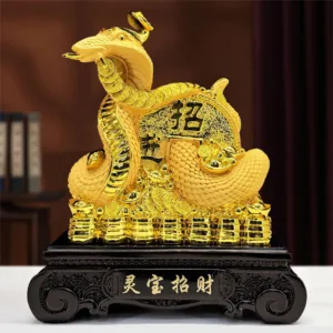 Mythstone Year Of The Snake Copper Coins Ingots Attract Fortune Resin Statue Home Decoration