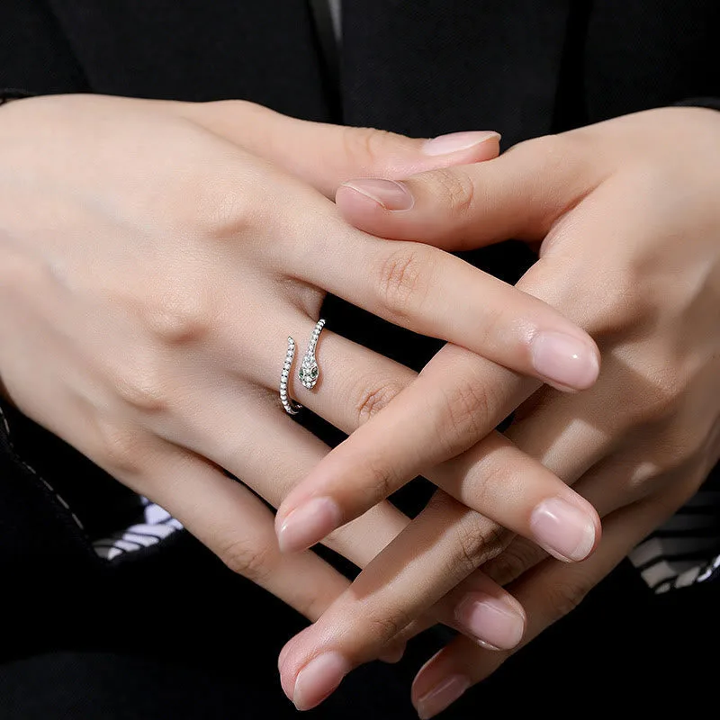 Mythstone 925 Sterling Silver Year Of The Snake Adjustable Open Protection Ring - Image 4