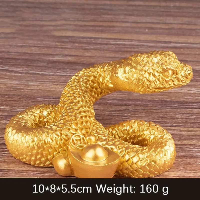 Mythstone Year Of The Snake Gold Ingots Copper Coins Wealth Resin Statue Home Decoration - Image 3