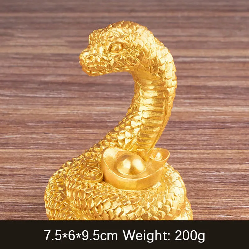 Mythstone Year Of The Snake Gold Ingots Copper Coins Wealth Resin Statue Home Decoration - Image 2
