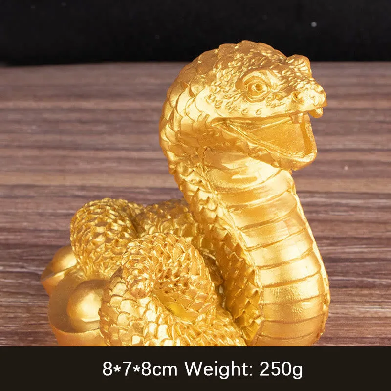 Mythstone Year Of The Snake Gold Ingots Copper Coins Wealth Resin Statue Home Decoration - Image 9