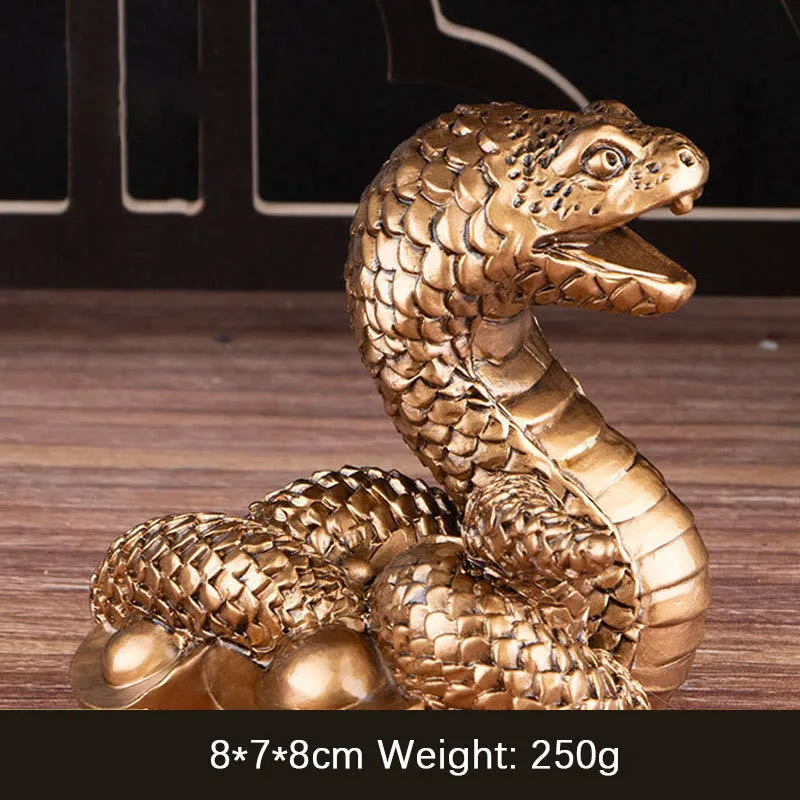 Mythstone Year Of The Snake Gold Ingots Copper Coins Wealth Resin Statue Home Decoration - Image 17