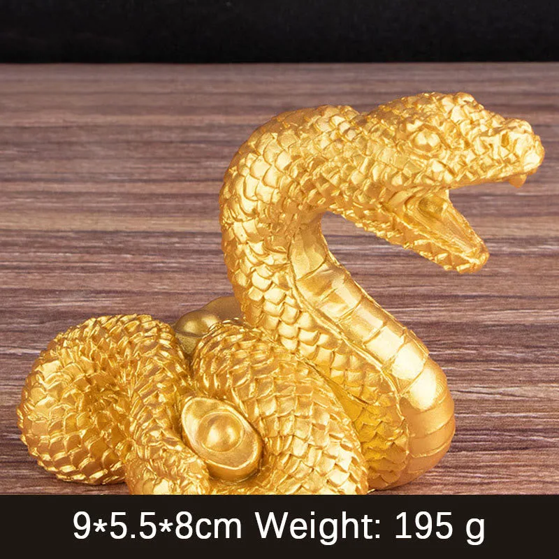 Mythstone Year Of The Snake Gold Ingots Copper Coins Wealth Resin Statue Home Decoration - Image 11