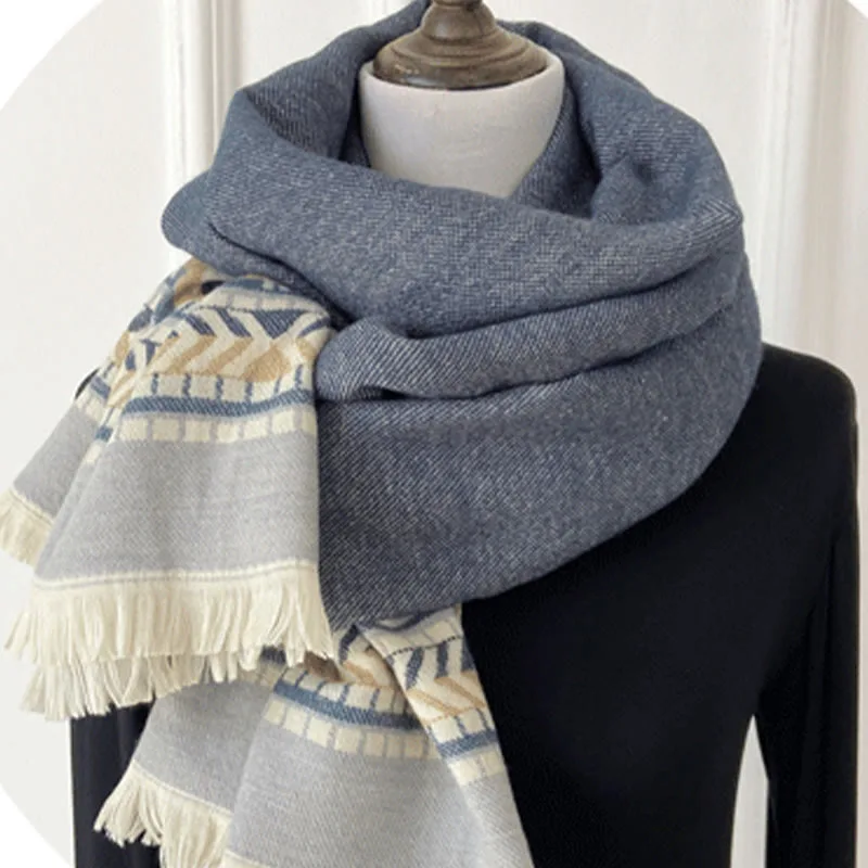 Mythstone Tibetan Geometric Rhombus Pattern Tassels Shawl Fall Winter Warm Cozy Scarf Wrap - Image 13