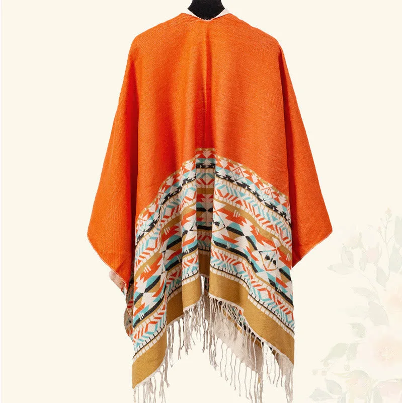 Mythstone Tibetan Geometric Rhombus Pattern Tassels Shawl Fall Winter Warm Cozy Scarf Wrap - Image 41