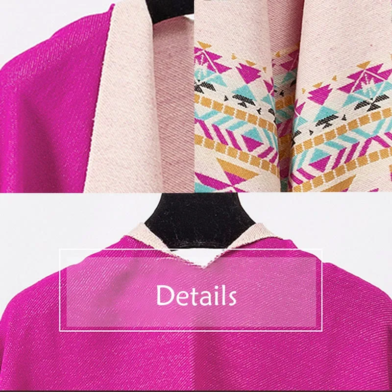 Mythstone Tibetan Geometric Rhombus Pattern Tassels Shawl Fall Winter Warm Cozy Scarf Wrap - Image 46