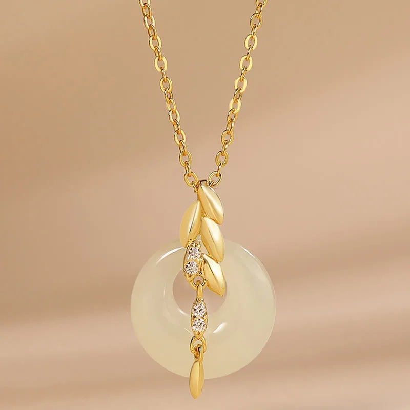 Mythstone Hetian Jade 925 Sterling Silver Wheat Luck Necklace Pendant - Image 2