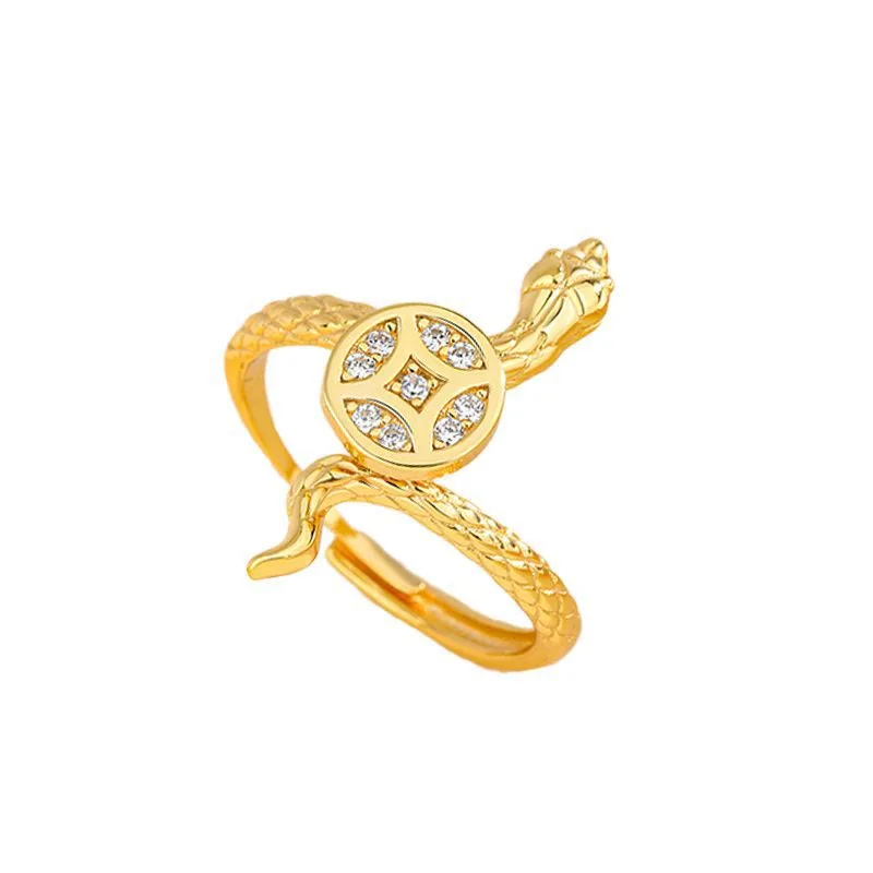 Mythstone 925 Sterling Silver Year Of The Snake Copper Coin Calm Ring - Image 2