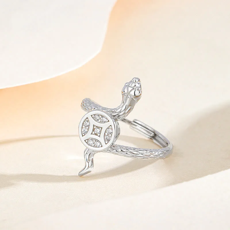 Mythstone 925 Sterling Silver Year Of The Snake Copper Coin Calm Ring - Image 5