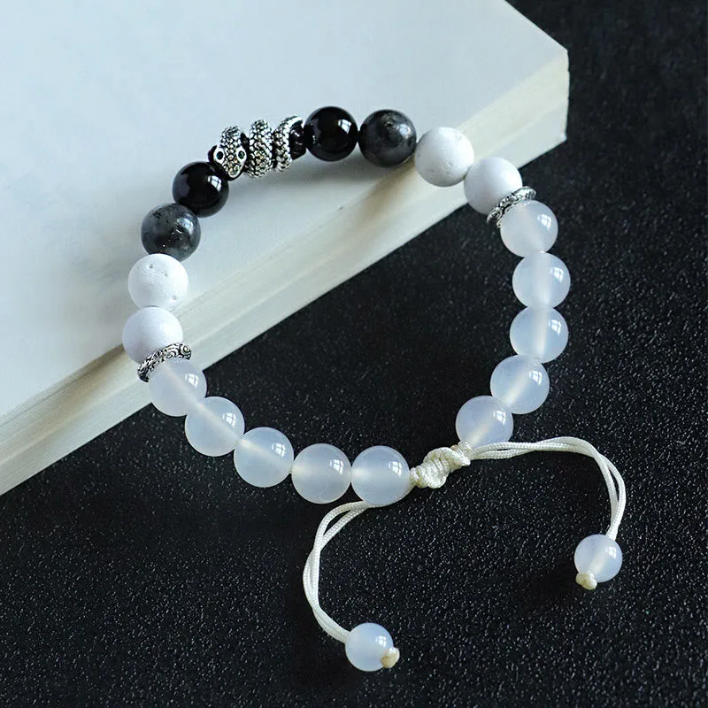 Mythstone Black Onyx Black Glitter Stone White Agate White Turquoise Year Of The Snake Protection Bracelet - Image 8
