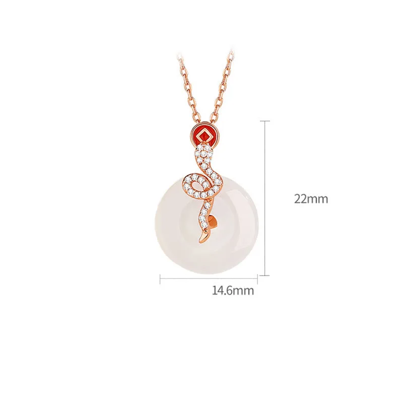 Mythstone 925 Sterling Silver Chalcedony Peace Buckle Year Of The Snake Luck Necklace Pendant - Image 5