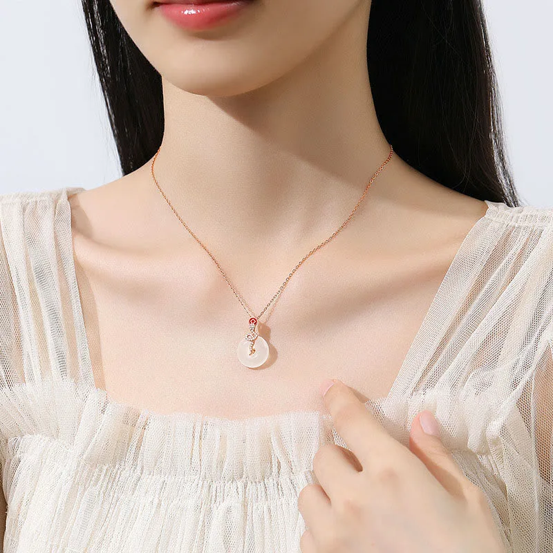 Mythstone 925 Sterling Silver Chalcedony Peace Buckle Year Of The Snake Luck Necklace Pendant - Image 4