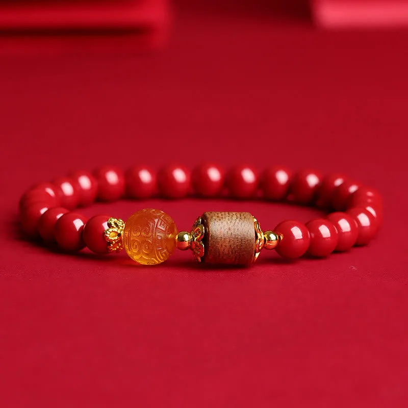 Mythstone Cinnabar Amber Agarwood Blessing Bracelet - Image 11