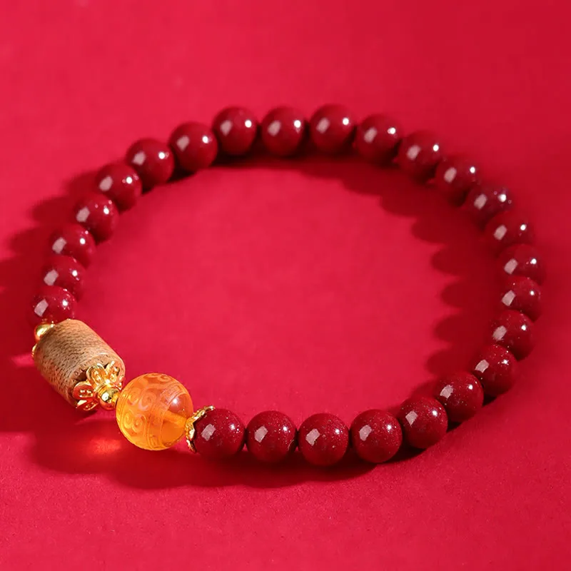 Mythstone Cinnabar Amber Agarwood Blessing Bracelet - Image 2