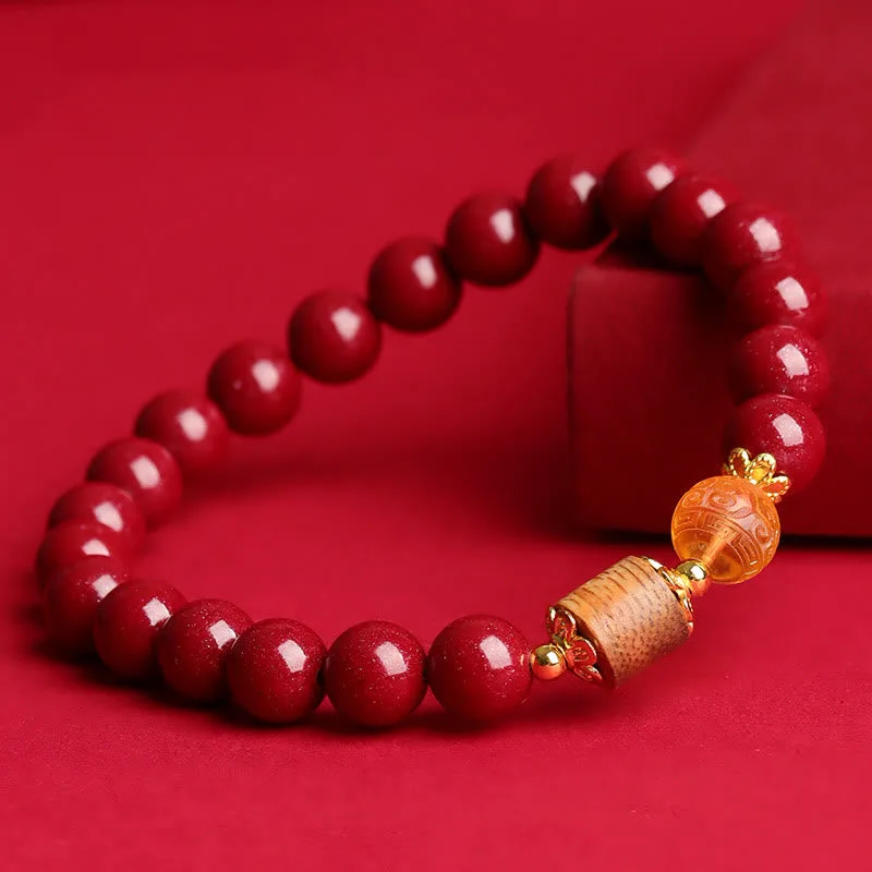 Mythstone Cinnabar Amber Agarwood Blessing Bracelet - Image 9