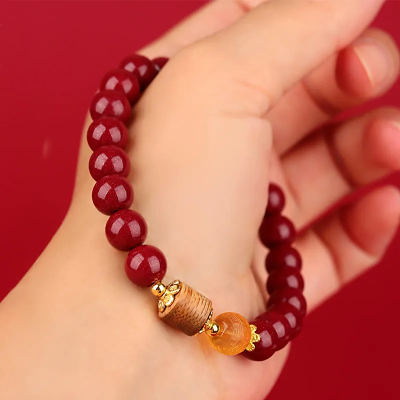 Mythstone Cinnabar Amber Agarwood Blessing Bracelet - Image 10