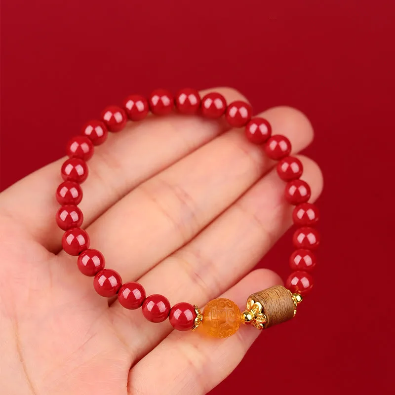 Mythstone Cinnabar Amber Agarwood Blessing Bracelet - Image 13